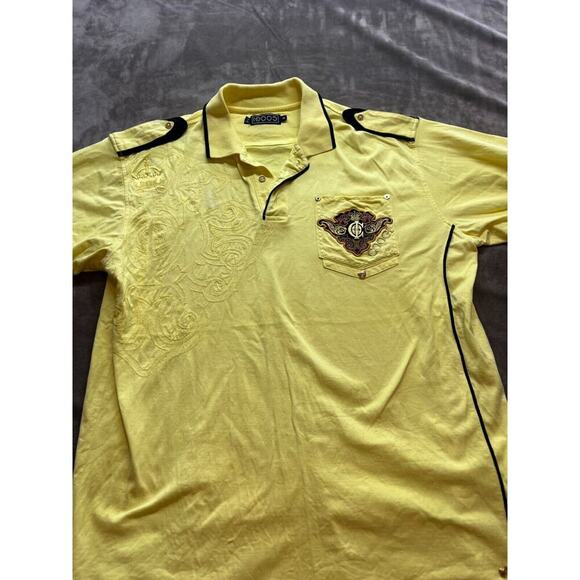 Coogi Polo Shirt Men's XL Yellow Embroidered Short Sleeve Retro - Picture 1 of 9
